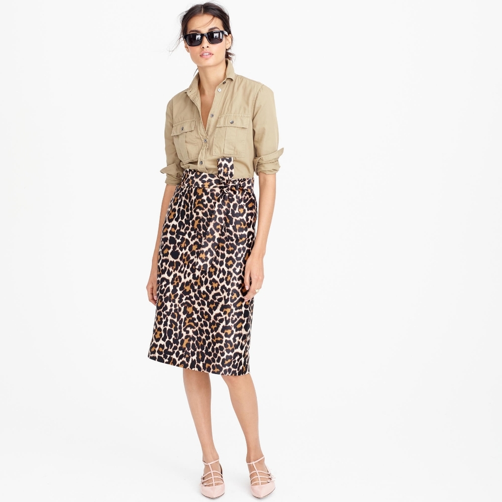 J.CREW Leopard Print Tie-waist Skirt